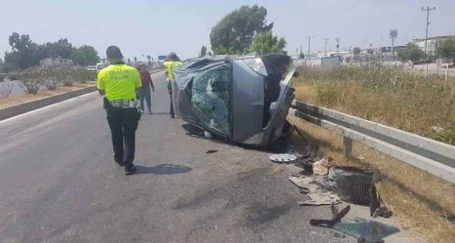 Kontrolden çıkan araç takla attı: 2 yaralı